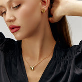 Amara Duo Set Gold Heart Pendant Necklace & Statement Earrings